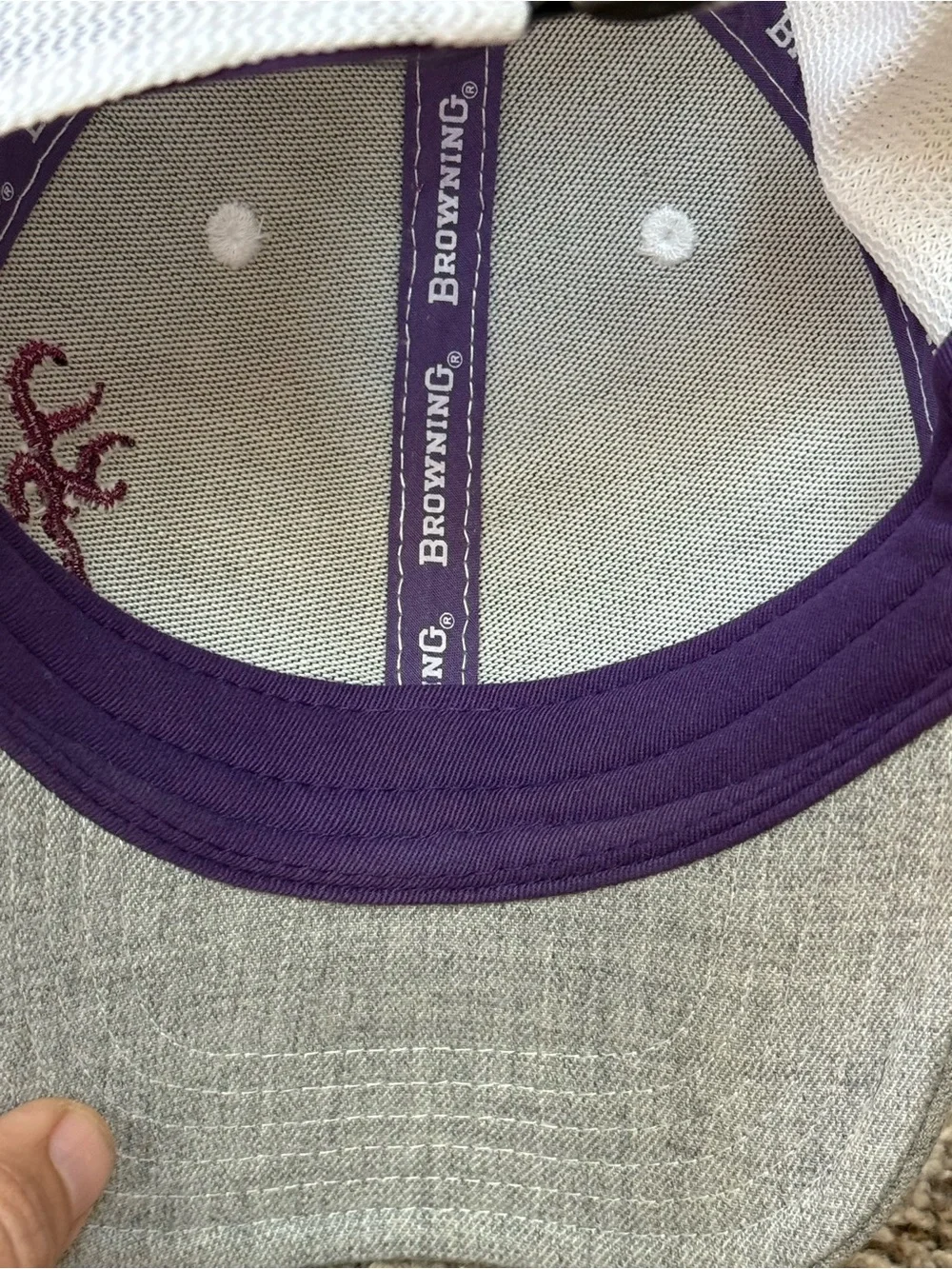 Gray Trucker Hat with Embroidered Buck Logo-Browning
